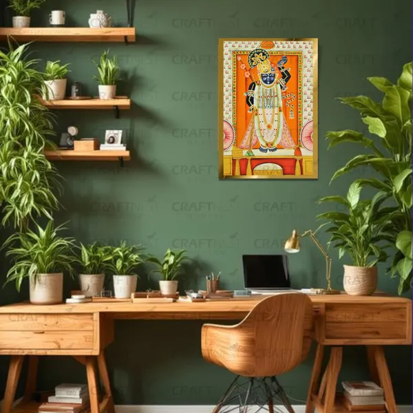 Craftnest_Reflections_Shrinath_Ji_Pichwai_Art_30X20_Cm_Traditional_Paintings_Frame_For_Home_Decor_|_Engineered_Wood_Ready_To_Hang_God_Frame_With_Back_Hook,_Spirituals_Canvas_Painting_For_Living_Room