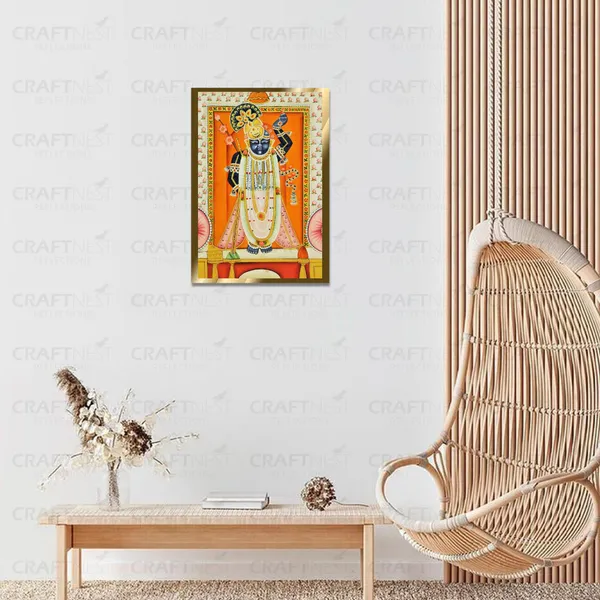Craftnest_Reflections_Shrinath_Ji_Pichwai_Art_30X20_Cm_Traditional_Paintings_Frame_For_Home_Decor_|_Engineered_Wood_Ready_To_Hang_God_Frame_With_Back_Hook,_Spirituals_Canvas_Painting_For_Living_Room