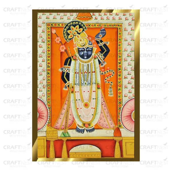 Craftnest_Reflections_Shrinath_Ji_Pichwai_Art_30X20_Cm_Traditional_Paintings_Frame_For_Home_Decor_|_Engineered_Wood_Ready_To_Hang_God_Frame_With_Back_Hook,_Spirituals_Canvas_Painting_For_Living_Room