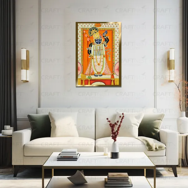 Craftnest_Reflections_Shrinath_Ji_Pichwai_Art_42X30_Cm_Traditional_Paintings_Frame_For_Home_Decor_|_Engineered_Wood_Ready_To_Hang_God_Frame_With_Back_Hook,_Spirituals_Canvas_Painting_For_Living_Room