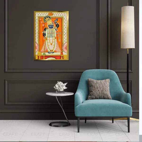 Craftnest_Reflections_Shrinath_Ji_Pichwai_Art_42X30_Cm_Traditional_Paintings_Frame_For_Home_Decor_|_Engineered_Wood_Ready_To_Hang_God_Frame_With_Back_Hook,_Spirituals_Canvas_Painting_For_Living_Room