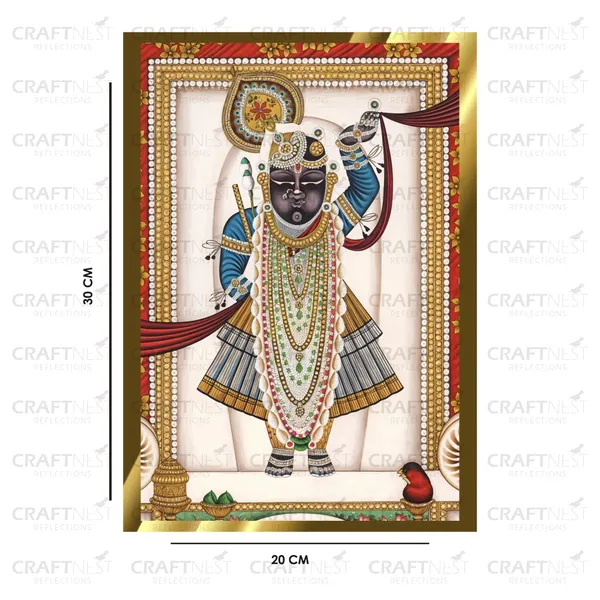 Craftnest_Reflections_Shrinath_Ji_Pichwai_Art_30X20_Cm_Traditional_Paintings_Frame_For_Home_Decor_|_Engineered_Wood_Ready_To_Hang_God_Frame_With_Back_Hook,_Spirituals_Canvas_Painting_For_Living_Room