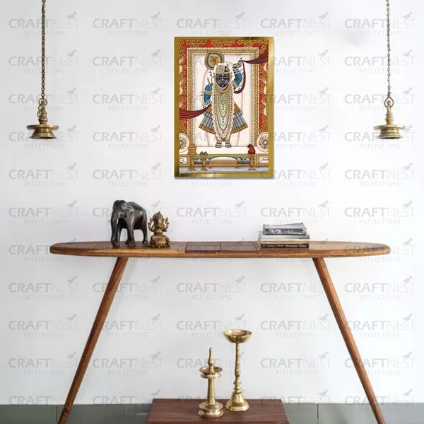 Craftnest_Reflections_Shrinath_Ji_Pichwai_Art_30X20_Cm_Traditional_Paintings_Frame_For_Home_Decor_|_Engineered_Wood_Ready_To_Hang_God_Frame_With_Back_Hook,_Spirituals_Canvas_Painting_For_Living_Room