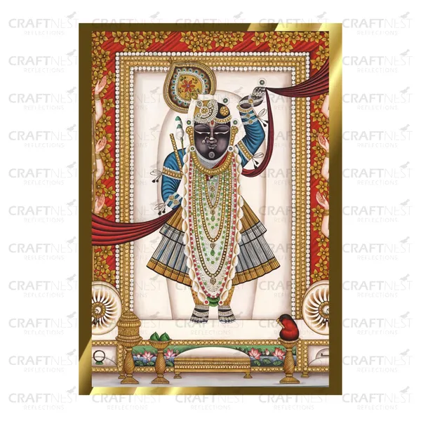 Craftnest_Reflections_Shrinath_Ji_Pichwai_Art_42X30_Cm_Traditional_Paintings_Frame_For_Home_Decor_|_Engineered_Wood_Ready_To_Hang_God_Frame_With_Back_Hook,_Spirituals_Canvas_Painting_For_Living_Room