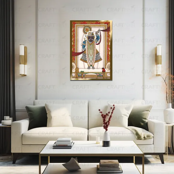 Craftnest_Reflections_Shrinath_Ji_Pichwai_Art_42X30_Cm_Traditional_Paintings_Frame_For_Home_Decor_|_Engineered_Wood_Ready_To_Hang_God_Frame_With_Back_Hook,_Spirituals_Canvas_Painting_For_Living_Room