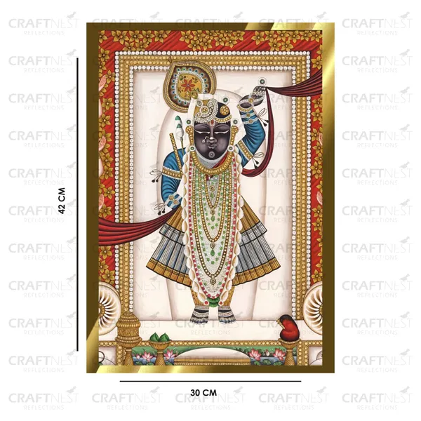 Craftnest_Reflections_Shrinath_Ji_Pichwai_Art_42X30_Cm_Traditional_Paintings_Frame_For_Home_Decor_|_Engineered_Wood_Ready_To_Hang_God_Frame_With_Back_Hook,_Spirituals_Canvas_Painting_For_Living_Room