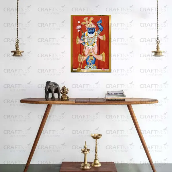 Craftnest_Reflections_Shrinath_Ji_Pichwai_Art_30X20_Cm_Traditional_Paintings_Frame_For_Home_Decor_|_Engineered_Wood_Ready_To_Hang_God_Frame_With_Back_Hook,_Spirituals_Canvas_Painting_For_Living_Room