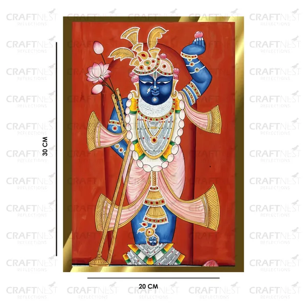 Craftnest_Reflections_Shrinath_Ji_Pichwai_Art_30X20_Cm_Traditional_Paintings_Frame_For_Home_Decor_|_Engineered_Wood_Ready_To_Hang_God_Frame_With_Back_Hook,_Spirituals_Canvas_Painting_For_Living_Room