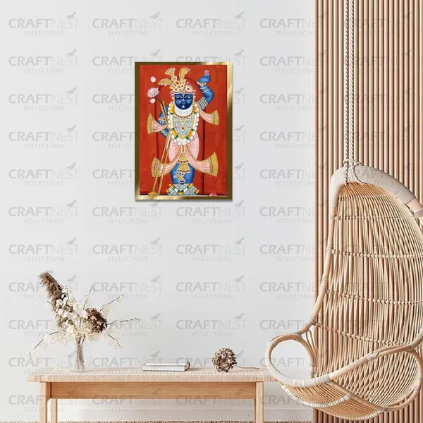 Craftnest_Reflections_Shrinath_Ji_Pichwai_Art_30X20_Cm_Traditional_Paintings_Frame_For_Home_Decor_|_Engineered_Wood_Ready_To_Hang_God_Frame_With_Back_Hook,_Spirituals_Canvas_Painting_For_Living_Room