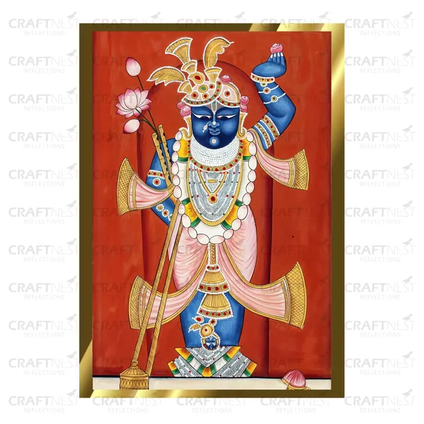 Craftnest_Reflections_Shrinath_Ji_Pichwai_Art_30X20_Cm_Traditional_Paintings_Frame_For_Home_Decor_|_Engineered_Wood_Ready_To_Hang_God_Frame_With_Back_Hook,_Spirituals_Canvas_Painting_For_Living_Room