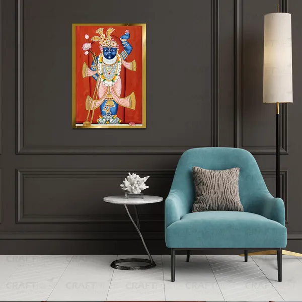 Craftnest_Reflections_Shrinath_Ji_Pichwai_Art_42X30_Cm_Traditional_Paintings_Frame_For_Home_Decor_|_Engineered_Wood_Ready_To_Hang_God_Frame_With_Back_Hook,_Spirituals_Canvas_Painting_For_Living_Room