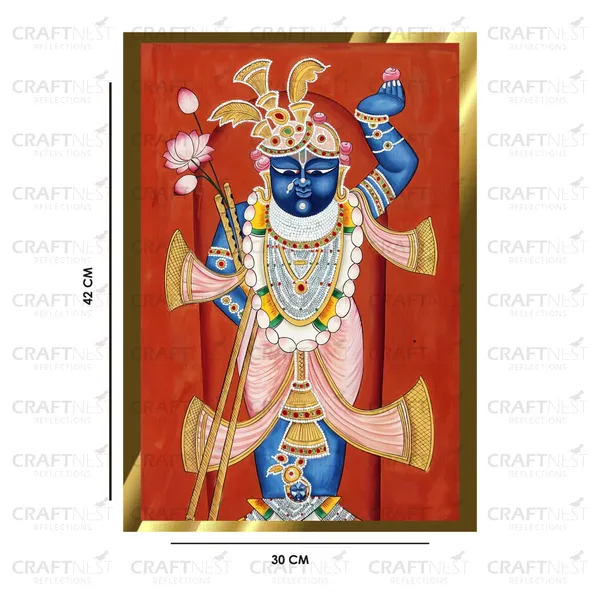 Craftnest_Reflections_Shrinath_Ji_Pichwai_Art_42X30_Cm_Traditional_Paintings_Frame_For_Home_Decor_|_Engineered_Wood_Ready_To_Hang_God_Frame_With_Back_Hook,_Spirituals_Canvas_Painting_For_Living_Room