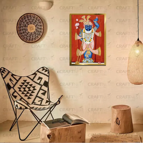Craftnest_Reflections_Shrinath_Ji_Pichwai_Art_42X30_Cm_Traditional_Paintings_Frame_For_Home_Decor_|_Engineered_Wood_Ready_To_Hang_God_Frame_With_Back_Hook,_Spirituals_Canvas_Painting_For_Living_Room