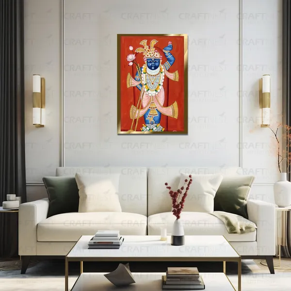 Craftnest_Reflections_Shrinath_Ji_Pichwai_Art_42X30_Cm_Traditional_Paintings_Frame_For_Home_Decor_|_Engineered_Wood_Ready_To_Hang_God_Frame_With_Back_Hook,_Spirituals_Canvas_Painting_For_Living_Room