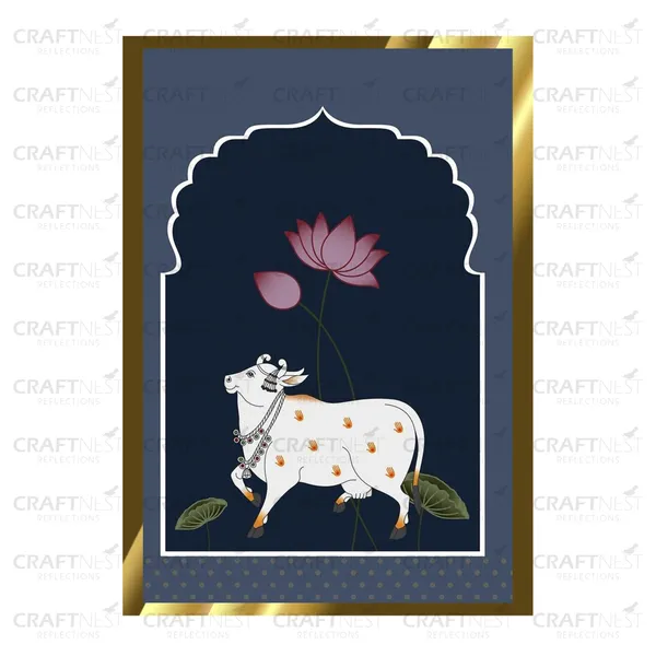 Craftnest_Reflections_Pichwai_Cow_Art_30X20_Cm_Traditional_Paintings_Frame_For_Home_Decor_|_Engineered_Wood_Ready_To_Hang_Frame_With_Back_Hook,_Spirituals_Canvas_Painting_For_Living_Room