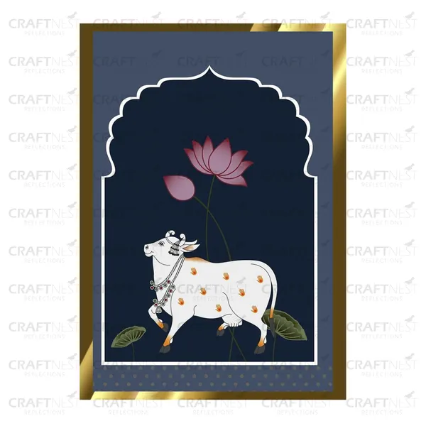 Craftnest_Reflections_Pichwai_Cow_Art_42X30Cm_Traditional_Paintings_Frame_For_Home_Decor_|_Engineered_Wood_Ready_To_Hang_Frame_With_Back_Hook,_Spirituals_Canvas_Painting_For_Living_Room