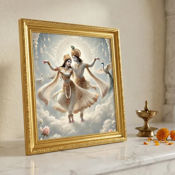 Craftnest_Reflections_Radha_Krishna_Religious_Wall_Frame,_Canvas_Printed_Golden_Framed_For_Home_Daccor_Spiritual_Lord_For_Office,_Studio,_Bedroom,_Living_Room,_Design_1