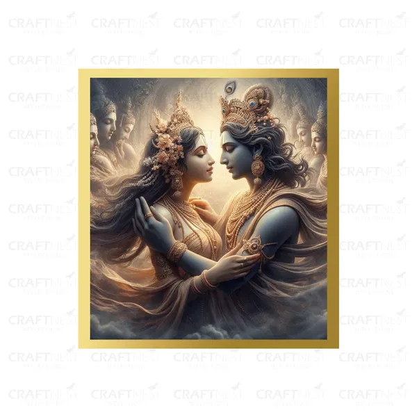 Craftnest_Reflections_Radha_Krishna_Religious_30X20_Cm_Wall_Frame,_Canvas_Printed_Golden_Framed_For_Home_Decor_Spiritual_Lord_For_Office,_Studio,_Bedroom,_Living_Room,_Design_3