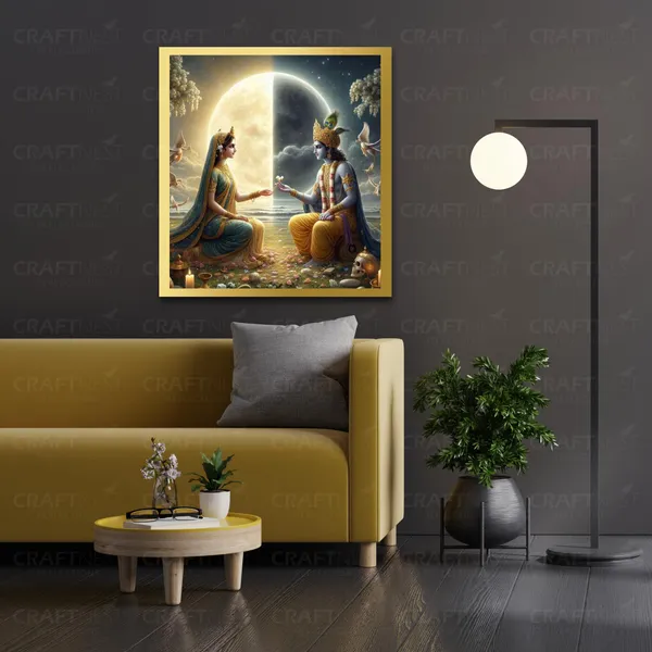 Craftnest_Reflections_Radha_Krishna_Religious_Wall_Frame,_Canvas_Printed_Golden_Framed_For_Home_Spiritual_Lord_For_Office,_Studio,_Bedroom,_Living_Room,_Design_4