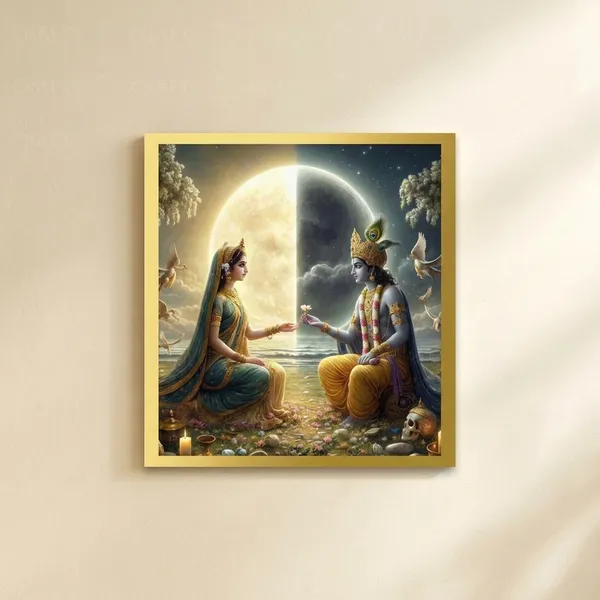 Craftnest_Reflections_Radha_Krishna_Religious_Wall_Frame,_Canvas_Printed_Golden_Framed_For_Home_Spiritual_Lord_For_Office,_Studio,_Bedroom,_Living_Room,_Design_4