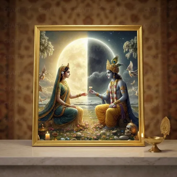 Craftnest_Reflections_Radha_Krishna_Religious_Wall_Frame,_Canvas_Printed_Golden_Framed_For_Home_Spiritual_Lord_For_Office,_Studio,_Bedroom,_Living_Room,_Design_4