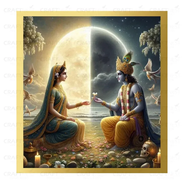 Craftnest_Reflections_Radha_Krishna_Religious_60X50_Cm_Wall_Frame,_Canvas_Printed_Golden_Framed_For_Home_Decor_Spiritual_Lord_For_Office,_Studio,_Bedroom,_Living_Room,_Design_4