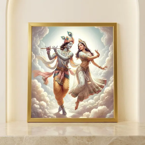 Craftnest_Reflections_Radha_Krishna_Religious_Wall_Frame,_Canvas_Printed_Golden_Framed_For_Home_Daccor_Spiritual_Lord_For_Office,_Studio,_Bedroom,_Living_Room,_Design_5