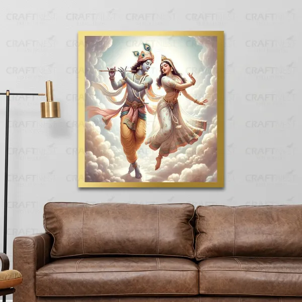 Craftnest_Reflections_Radha_Krishna_Religious_60X50_Cm_Wall_Frame,_Canvas_Printed_Golden_Framed_For_Home_Decor_Spiritual_Lord_For_Office,_Studio,_Bedroom,_Living_Room,_Design_5