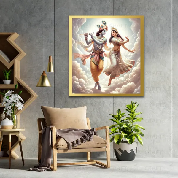 Craftnest_Reflections_Radha_Krishna_Religious_60X50_Cm_Wall_Frame,_Canvas_Printed_Golden_Framed_For_Home_Decor_Spiritual_Lord_For_Office,_Studio,_Bedroom,_Living_Room,_Design_5
