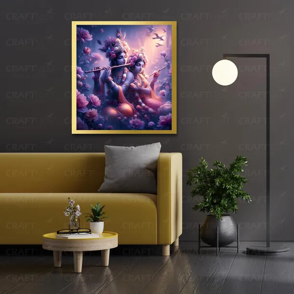 Craftnest_Reflections_Radha_Krishna_Religious_Wall_Frame,_Canvas_Printed_Golden_Framed_For_Home_Daccor_Spiritual_Lord_For_Office,_Studio,_Bedroom,_Living_Room,_Design_6