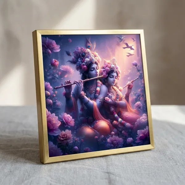 Craftnest_Reflections_Radha_Krishna_Religious_Wall_Frame,_Canvas_Printed_Golden_Framed_For_Home_Daccor_Spiritual_Lord_For_Office,_Studio,_Bedroom,_Living_Room,_Design_6