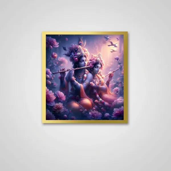 Craftnest_Reflections_Radha_Krishna_Religious_Wall_Frame,_Canvas_Printed_Golden_Framed_For_Home_Daccor_Spiritual_Lord_For_Office,_Studio,_Bedroom,_Living_Room,_Design_6