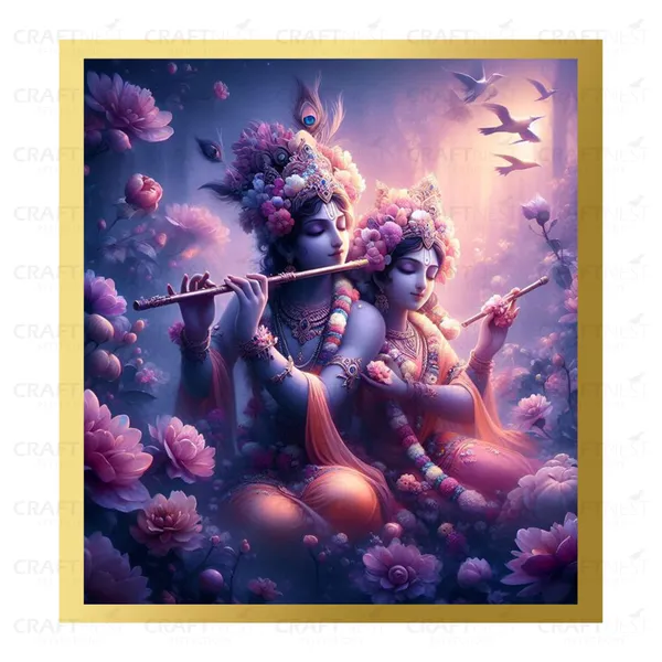 Craftnest_Reflections_Radha_Krishna_Religious_60X50_Cm_Wall_Frame,_Canvas_Printed_Golden_Framed_For_Home_Decor_Spiritual_Lord_For_Office,_Studio,_Bedroom,_Living_Room,_Design_6