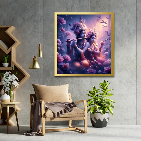 Craftnest_Reflections_Radha_Krishna_Religious_60X50_Cm_Wall_Frame,_Canvas_Printed_Golden_Framed_For_Home_Decor_Spiritual_Lord_For_Office,_Studio,_Bedroom,_Living_Room,_Design_6