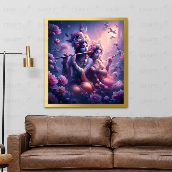 Craftnest_Reflections_Radha_Krishna_Religious_60X50_Cm_Wall_Frame,_Canvas_Printed_Golden_Framed_For_Home_Decor_Spiritual_Lord_For_Office,_Studio,_Bedroom,_Living_Room,_Design_6