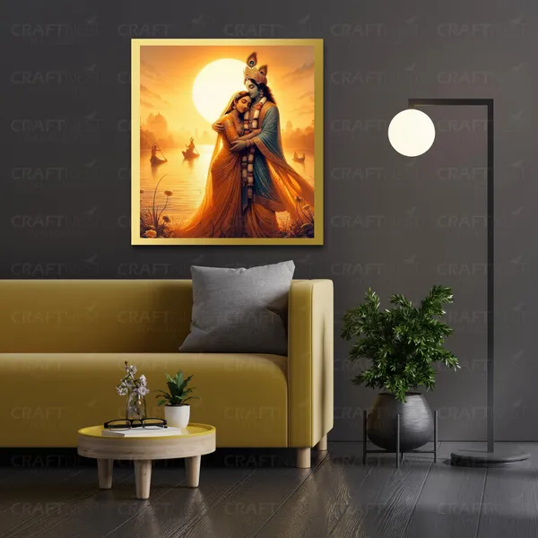Craftnest_Reflections_Radha_Krishna_Religious_Wall_Frame,_Canvas_Printed_Golden_Framed_For_Home_Spiritual_Lord_For_Office,_Studio,_Bedroom,_Living_Room,_Design_7