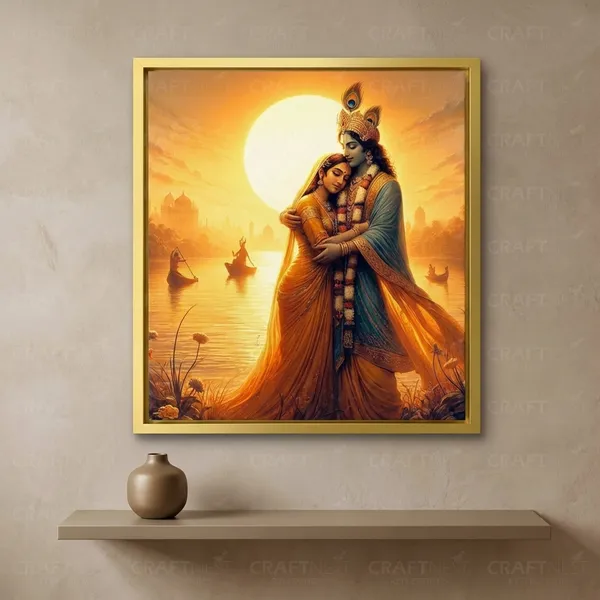 Craftnest_Reflections_Radha_Krishna_Religious_Wall_Frame,_Canvas_Printed_Golden_Framed_For_Home_Spiritual_Lord_For_Office,_Studio,_Bedroom,_Living_Room,_Design_7
