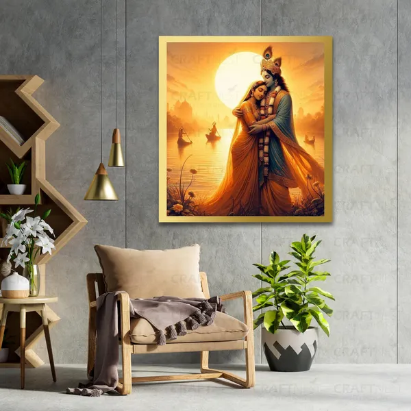 Craftnest_Reflections_Radha_Krishna_Religious_60X50_Cm_Wall_Frame,_Canvas_Printed_Golden_Framed_For_Home_Decor_Spiritual_Lord_For_Office,_Studio,_Bedroom,_Living_Room,_Design_7