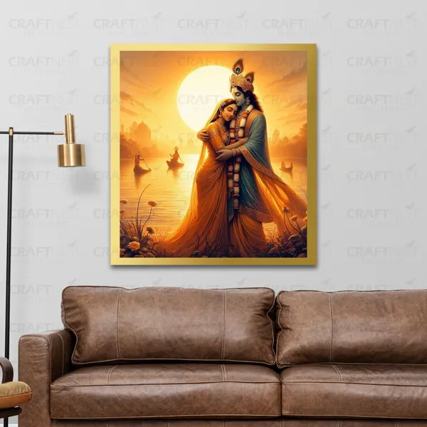 Craftnest_Reflections_Radha_Krishna_Religious_60X50_Cm_Wall_Frame,_Canvas_Printed_Golden_Framed_For_Home_Decor_Spiritual_Lord_For_Office,_Studio,_Bedroom,_Living_Room,_Design_7