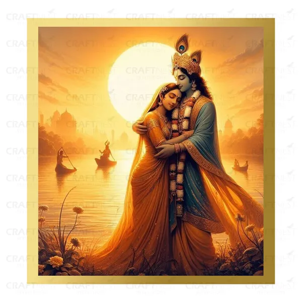 Craftnest_Reflections_Radha_Krishna_Religious_60X50_Cm_Wall_Frame,_Canvas_Printed_Golden_Framed_For_Home_Decor_Spiritual_Lord_For_Office,_Studio,_Bedroom,_Living_Room,_Design_7