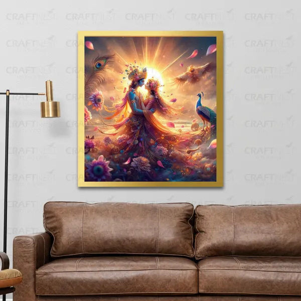 Craftnest_Reflections_Radha_Krishna_Religious_91X60_Cm_Wall_Frame,_Canvas_Printed_Golden_Framed_For_Home_Decor_Spiritual_Lord_For_Office,_Studio,_Bedroom,_Living_Room,_Design_8