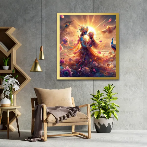 Craftnest_Reflections_Radha_Krishna_Religious_91X60_Cm_Wall_Frame,_Canvas_Printed_Golden_Framed_For_Home_Decor_Spiritual_Lord_For_Office,_Studio,_Bedroom,_Living_Room,_Design_8
