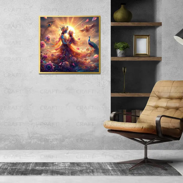 Craftnest_Reflections_Radha_Krishna_Religious_30X30_Cm_Wall_Frame,_Canvas_Printed_Golden_Framed_For_Home_Decor_Spiritual_Lord_For_Office,_Studio,_Bedroom,_Living_Room,_Design_8