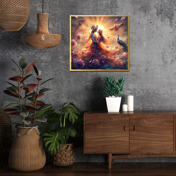 Craftnest_Reflections_Radha_Krishna_Religious_30X30_Cm_Wall_Frame,_Canvas_Printed_Golden_Framed_For_Home_Decor_Spiritual_Lord_For_Office,_Studio,_Bedroom,_Living_Room,_Design_8