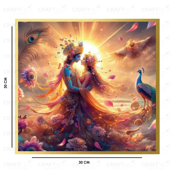 Craftnest_Reflections_Radha_Krishna_Religious_30X30_Cm_Wall_Frame,_Canvas_Printed_Golden_Framed_For_Home_Decor_Spiritual_Lord_For_Office,_Studio,_Bedroom,_Living_Room,_Design_8