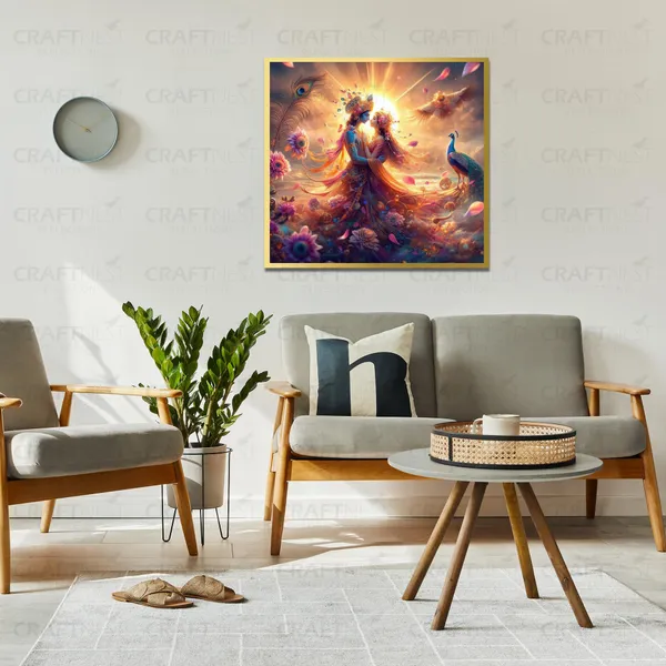 Craftnest_Reflections_Radha_Krishna_Religious_40X40_Cm_Wall_Frame,_Canvas_Printed_Golden_Framed_For_Home_Decor_Spiritual_Lord_For_Office,_Studio,_Bedroom,_Living_Room,_Design_8