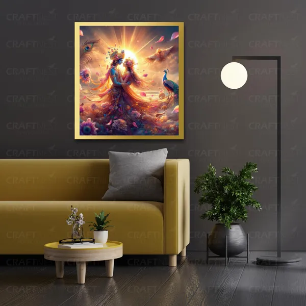 Craftnest_Reflections_Radha_Krishna_Religious_60X50_Cm_Wall_Frame,_Canvas_Printed_Golden_Framed_For_Home_Decor_Spiritual_Lord_For_Office,_Studio,_Bedroom,_Living_Room,_Design_8