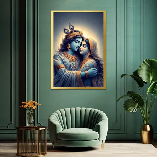 Craftnest_Reflections_Radha_Krishna_Religious_91X60_Cm_Wall_Frame,_Canvas_Printed_Golden_Framed_For_Home_Decor_Spiritual_Lord_For_Office,_Studio,_Bedroom,_Living_Room,_Design_9