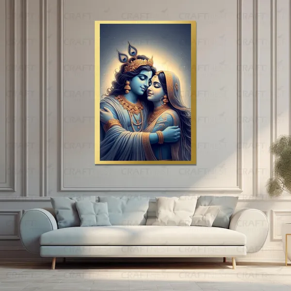 Craftnest_Reflections_Radha_Krishna_Religious_91X60_Cm_Wall_Frame,_Canvas_Printed_Golden_Framed_For_Home_Decor_Spiritual_Lord_For_Office,_Studio,_Bedroom,_Living_Room,_Design_9