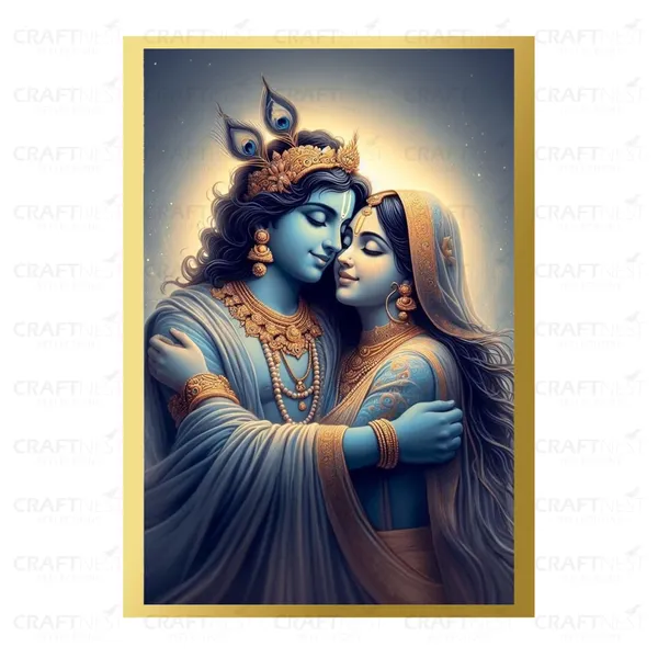Craftnest_Reflections_Radha_Krishna_Religious_30X20_Cm_Wall_Frame,_Canvas_Printed_Golden_Framed_For_Home_Decor_Spiritual_Lord_For_Office,_Studio,_Bedroom,_Living_Room,_Design_8
